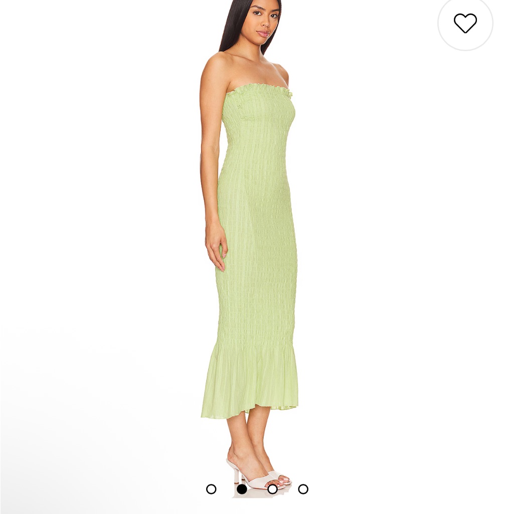 Apres Ruched Strapless Dress In Pear Green 4